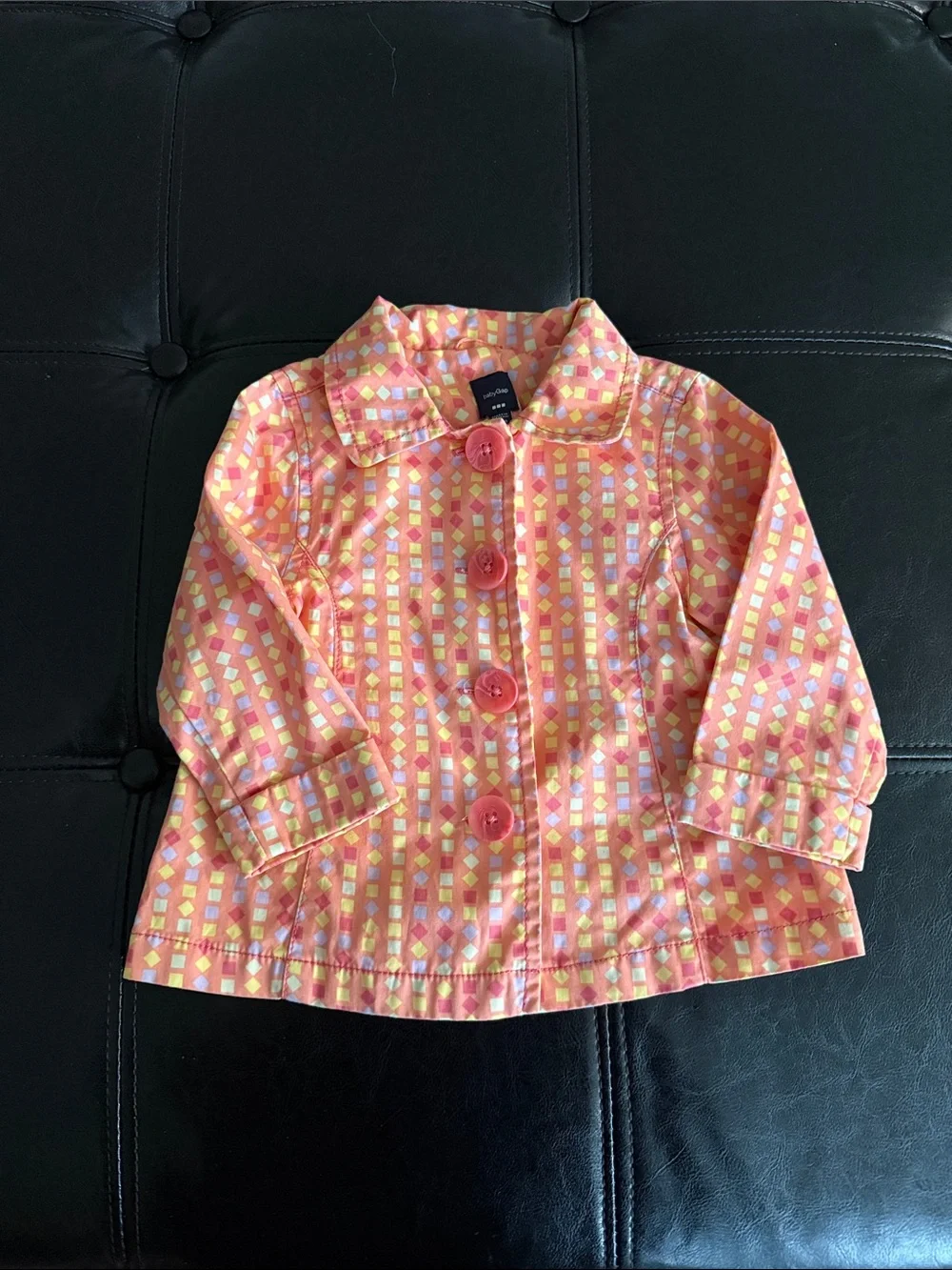 GAP Girls Peach-Pink & Yellow Geometric Button-Up Jacket